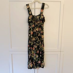 Zara black floral dress with gold flecks - Size XS